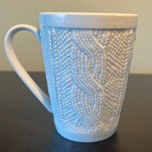 Cordon Bleu BIA Embossed White Cable Knit Sweater Pattern Textured Ceramic Mug
